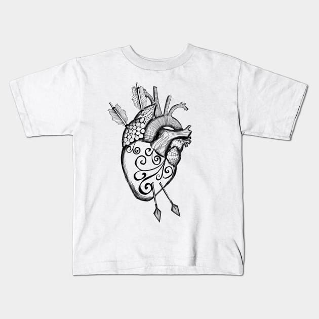 You Got Me / Anatomical Heart / Cupid’s Arrows / Valentine’s Day / Heart Drawing / Heart  Doodle Kids T-Shirt by LauraKatMax